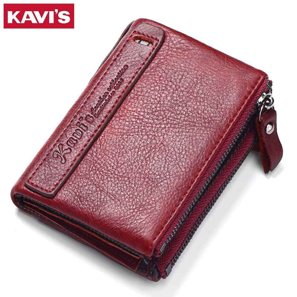 KAVIS 100% Genuine Leather Vintage Small Women Wallets