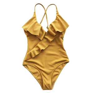 CUPSHE Happy Ending Yellow Solid One-piece Swimsuit